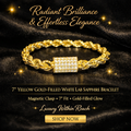 6 mm 7 In Yellow Gold Filled Rope Bracelet With White Sapphire Magnetic Clasp
