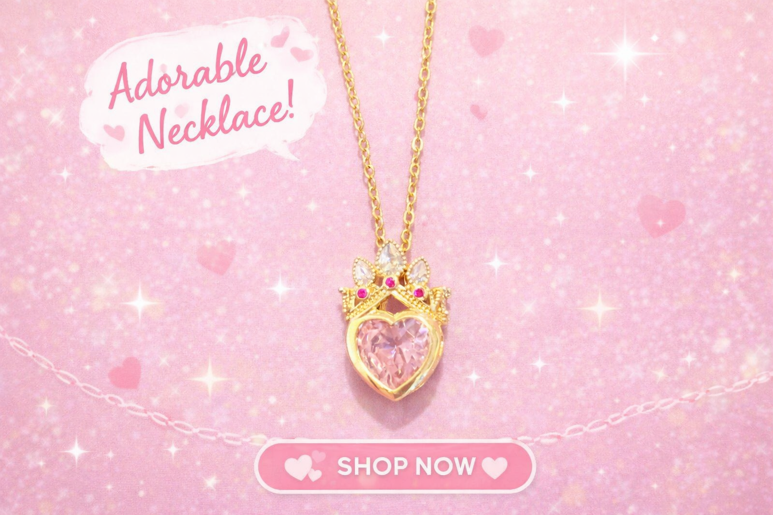 Rapunzel Inspired Heart Crown Necklace: Gold Plated Stainless Steel