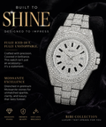 Luxury Iced-Out Moissanite Crystal Watch – White Dial & White Band