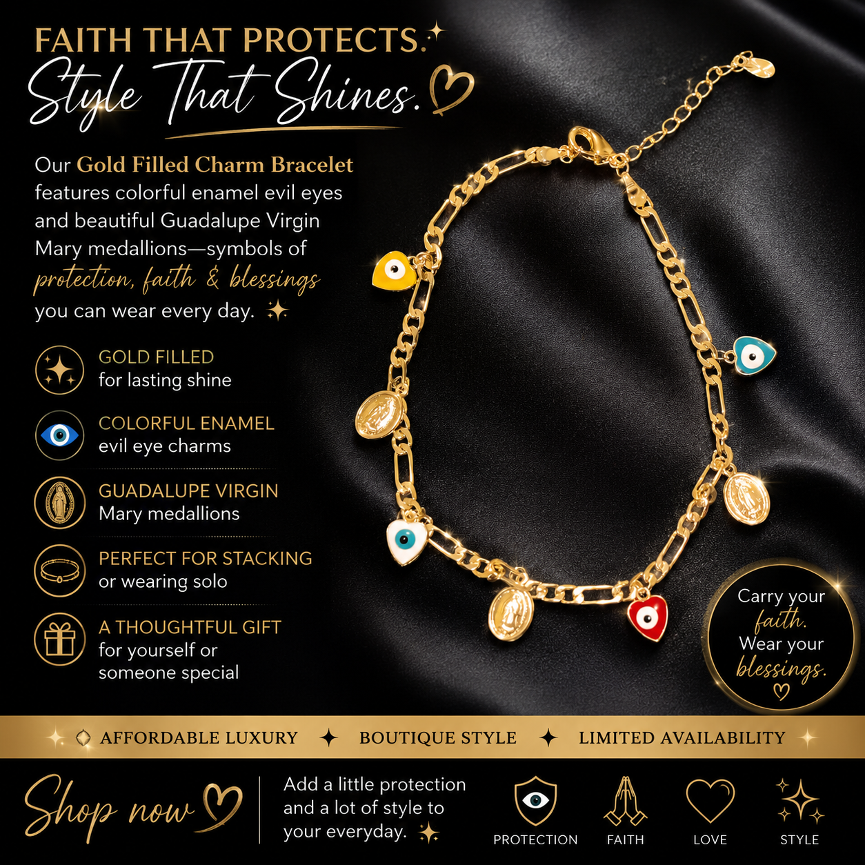 Faith That Protects Bracelet or Anklet