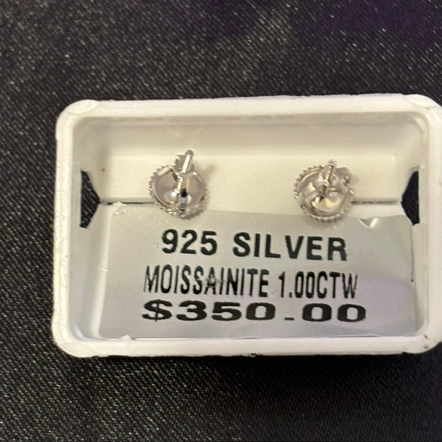 925 Sterling Silver 1ct Moissanite All Seeing Eye Screw Back Stud Earrings