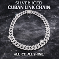 18" Iced Out Sterling Silver Cuban Link Chain 5A+ CZ & Moissanite