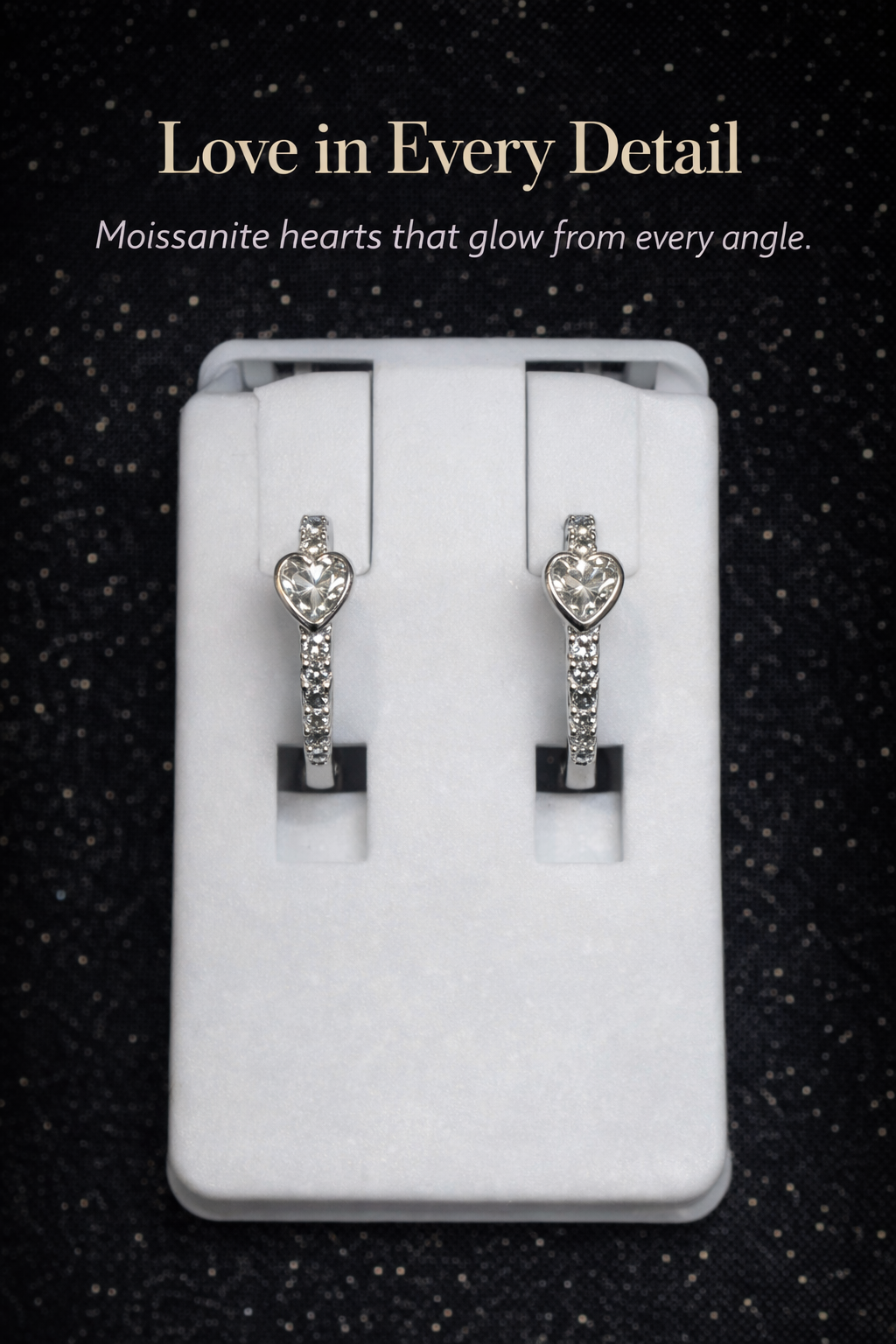 Sterling Silver Tiny Hoop Earrings with Heart Stone